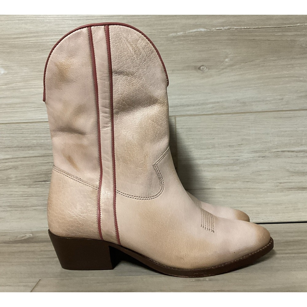 Free People Women Borderline Plaster Pink Leather Western Cowboy Boots 7.5 38